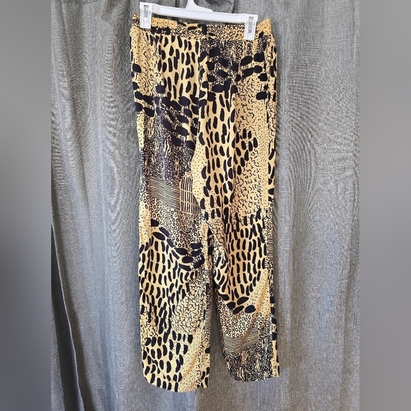 Asos Wide Leg Elastic Waist Abstract Print Pants Women's Size 10 - Picture 3 of 6